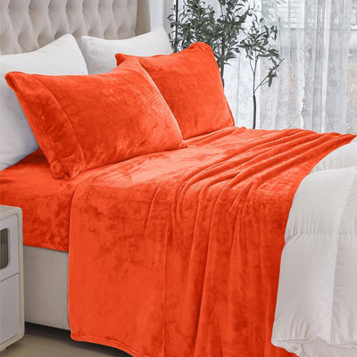 Elegant Comfort 4-Piece Velvet Plush Flannel Sheet Set