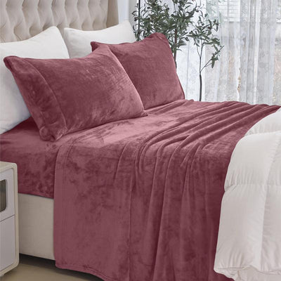 Elegant Comfort 4-Piece Velvet Plush Flannel Sheet Set